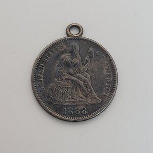 1888 Seated Liberty Dime Love Token Pendant